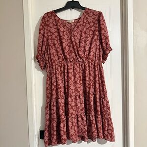 Inspired Hearts Rust Floral Tiered Dress